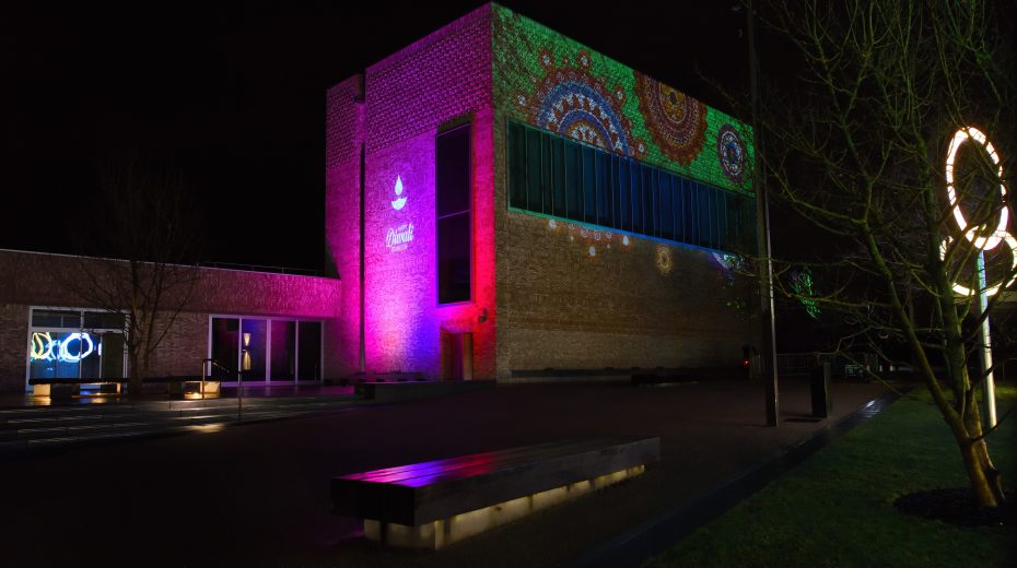 Storey's Field Centre lit up to celebrate Diwali at Eddington ...